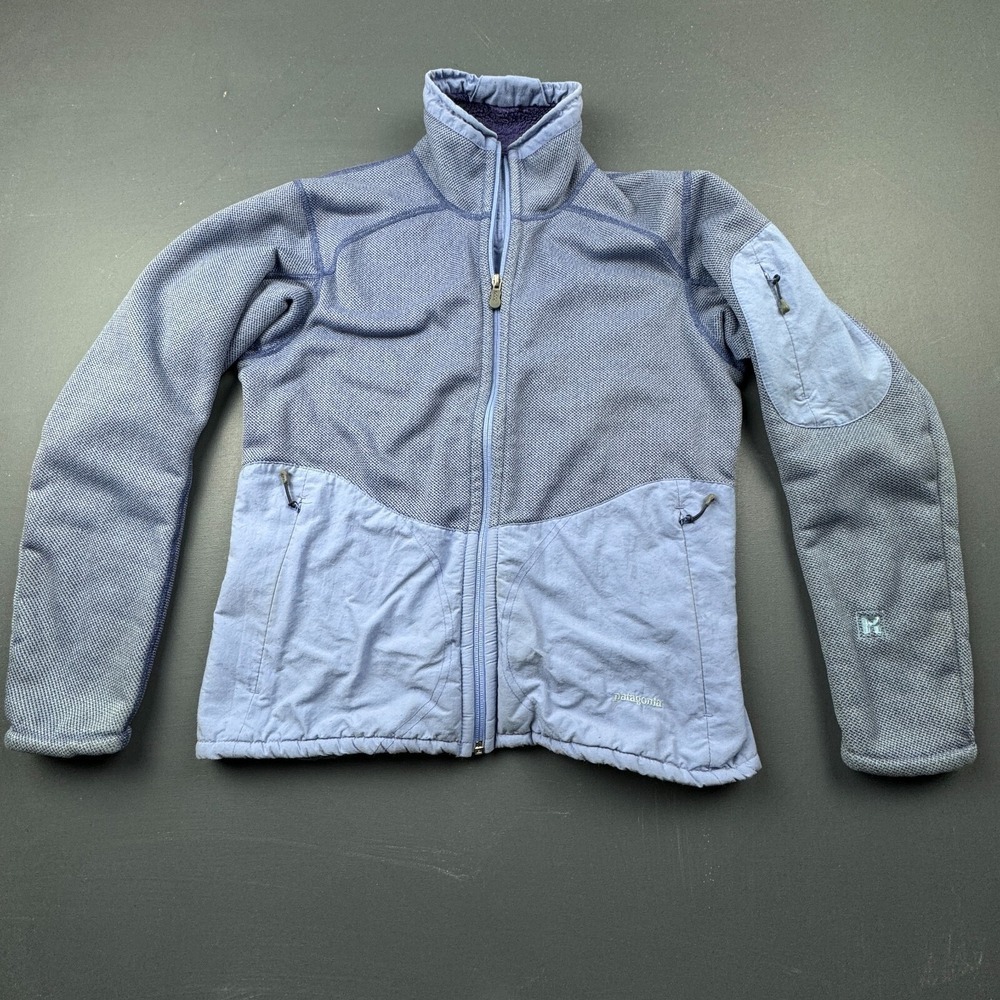 Patagonia Women's M Blue Softshell Jacket Full Zip Arm Pocket Outdoor Hiking Ski